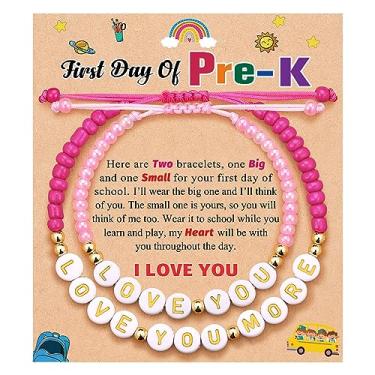 Imagem de UNGENT THEM Pulseira "First Day of School" Mommy and Me Back to School para mãe e filha, presente de volta às aulas, 5.5 inches to 8 inches and 6.5 inches to 11 inches, Nylon, Sem Pedra Preciosa