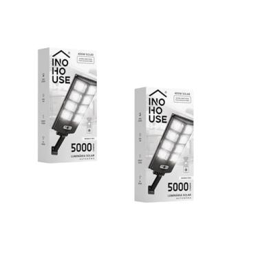 Imagem de Kit 2 Luminaria Solar Refletor 400w Poste Controle 5000Lm Ip65