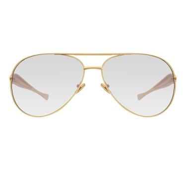 Imagem de KesaPlan Óculos de sol aviador modernos para mulheres e homens, óculos de sol retrô dos anos 70 com armação de metal dourado, Armação dourada/lente transparente, Medium