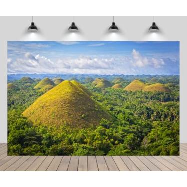 Imagem de CHNYWORK 2,7 x 1,8 m Filipinas cenário natural colinas chocolate colinas floresta verde céu azul Ásia fundo natural Ásia viagem Filipinas caminhadas acampamento aniversário casamento decoração retrato