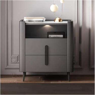 Imagem de Conjunto De 2 Com Gavetas E Cabeceiras De Cabeceira De Couro Móveis De Cabeceira De Couro Armário De Cabeceira De Couro, Dark Gray