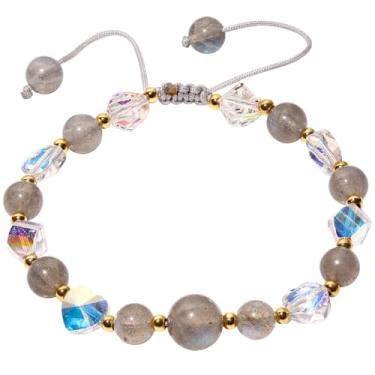 Imagem de Jewever Pulseiras femininas com pedras preciosas e cristais de ágata facetada com cristais brilhantes ajustáveis Dia das Mães, aniversário, aniversário, presente para mulheres, 7, Pedra, Pedra da Lua