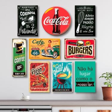 Imagem de Kit Placas Decorativas Cozinha Frases Vintage Mdf -9 Placas
