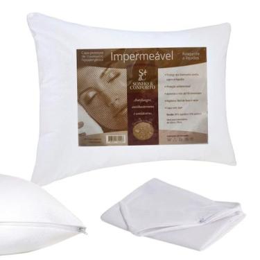 Imagem de Capa de Travesseiro Protetora Impermeável Fronha Com Zíper 50x70cm - S