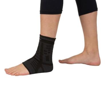 Imagem de Tornozeleira de Compressão Elástica Mercur - Preto/Grafite - Tamanho P