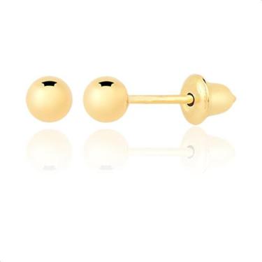 Imagem de Brinco de Ouro 10k 416 Bolinha 3mm para Recém Nascido, Crianças e Adul