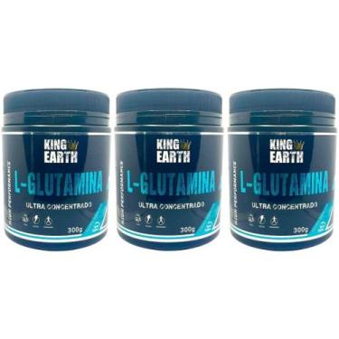 Imagem de Kit 3 L-Glutamina 300g 100%Pura - King Earth - Rei Terra