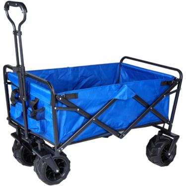 Imagem de Carrinho De Festival Com Rodas Grandes Todo-o-terreno, Carrinho De Carrinho De Praia Dobrável De 100l, Vagão Dobrável Resistente Com 2 Bolsos Para Acampamento Ao Ar Livre, Pi, Camouflage