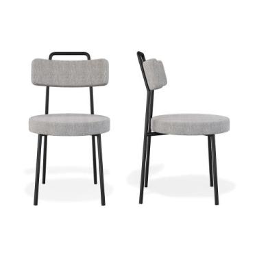 Imagem de Conjuto 2 Cadeiras Fixa Ster Escritório Linho - Vallisa Decor, Cinza