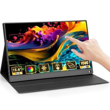 Imagem de Monitor Portátil, 15.6Inch (Tela sensível ao toque), Full HD HDR10, FHD 1080P Monitor Portátil Conectado Com USB C Dupla/HDMI, 1920x1080 IPS, Alto Contraste 1000:1, 250 cd/m²