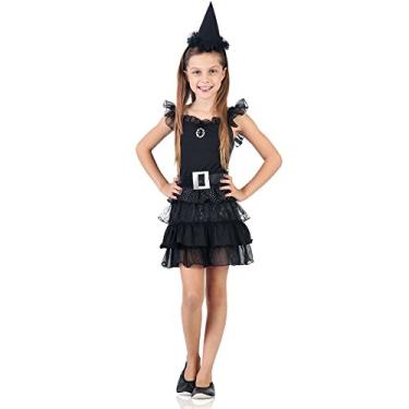 Imagem de Fantasia Bruxinha Black Infantil 923430-m Sulamericana Fantasias Preto 6/8 Anos