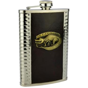 Imagem de Cantil Porta Bebida Aço Inox 266 ML Crocodilo CBRN11650