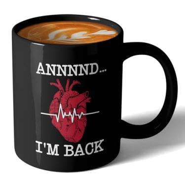 Imagem de Jxubeuro, Annnnd... I'm Back, Bypass Cardiac Heart Attack Survivor Caneca de café/xícara de chá, presentes de recuperação, caneca de cerâmica paciente com artéria coronária