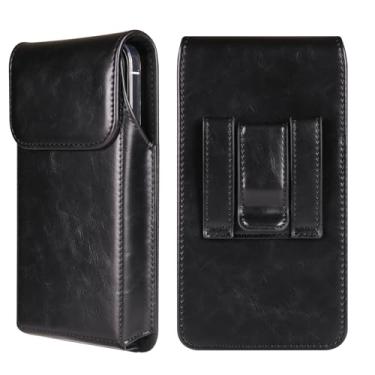 Imagem de Coldre para celular com clipe de cinto de couro sintético para iPhone 15 Pro Max 14 13 12 11 Pro Max 15 Plus Samsung Galaxy S24+ S23+ S23 FE S22+ S20 FE A54 A53 Google Pixel 6 (preto, G)