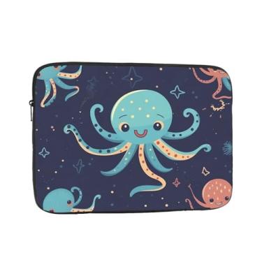 Imagem de Capa protetora para notebook com desenho de polvo de 12 polegadas à prova de choque, resistente à água, bolsa de transporte para computador, pasta portátil para homens e mulheres