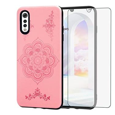 Imagem de Asuwish Capa compatível com LG Velvet 5G/LGVelvet Verizon G5 UW T-Mobile 2020 e película protetora de tela de vidro temperado fina e macia TPU flor para celular LM G900UM 4G Tmobile feminino ouro rosa