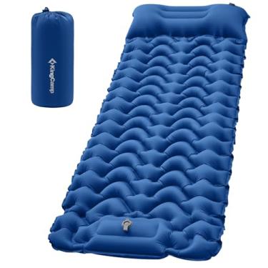 Imagem de KingCamp Almofada de dormir para acampamento, almofada de dormir inflável ultraleve conectável colchão de acampamento com travesseiro bomba de pé embutida para mochilão, caminhada, barraca (carvão)