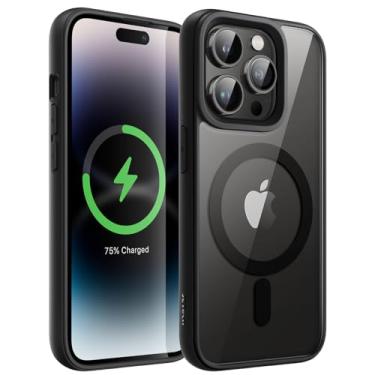 Imagem de JETech Capa Magnética para iPhone 14 Pro 6,1 Polegadas Compatível com MagSafe, Case Protetora, Moldura de TPU Fosco, Capinha Parte Traseira Transparente Antiarranhões (Espaço Preto)
