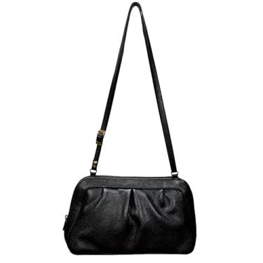 Imagem de Bolsa Feminina Pequena Transversal Crossbody Couro Legítimo Macio Mole (Preta)