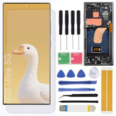 Imagem de Substituição de tela para Samsung Galaxy S23 Ultra 5G LCD S918U S918A S918W 17.3 cm Montagem LCD Touch Screen Digitalizador com moldura de ferramentas de reparo