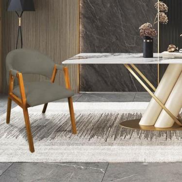 Imagem de Cadeira Sala de Jantar Em Madeira Yara Suede Grafite D03 - D'Rossi - D