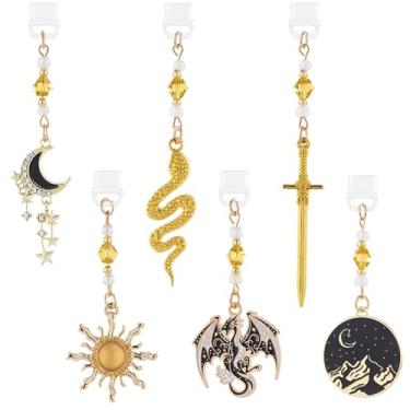 Imagem de TAKEALOOKO Pingentes de dragão de fantasia para Kindle - 6 peças de pingentes de poeira tipo C para e-Reader, presente de pingentes místicos para amantes de livros, homens e mulheres, acessórios para