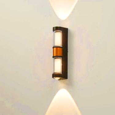 Imagem de GZZBMY Candeeiros de parede LED para ambientes externos, IP65, à prova d'água, de alumínio, arandelas externas, iluminação para cima e para baixo, luzes de parede internas/externas para varanda e