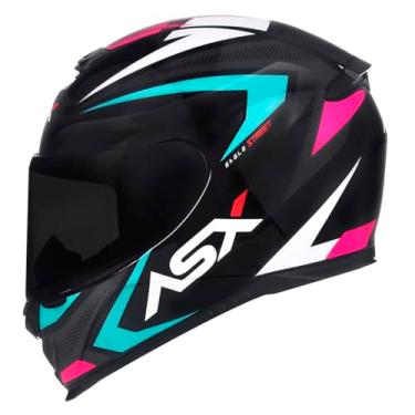 Imagem de Capacete Feminino ASX Eagle Street Tiffany e Rosa com Viseira Fumê 58/M
