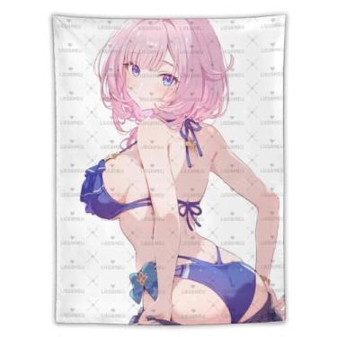 Imagem de LIEGBMEU Tapeçaria Pinup Girl Sexy Hot Anime Girl 152.4 cm x 203.2 cm Wall Quilt Art Whimsical Tapestry DecorationAa019