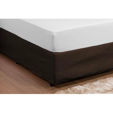 Imagem de Saia Box Matelada Casal Queen com Elástico e Viés – Proteção para Cama Box 1,98 × 1,58 × 0,30 m, Lavável e Durável Ideal para Pets e Crianças (Tabaco)