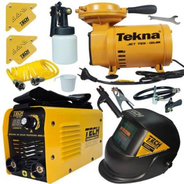 Imagem de Kit Oficina Serralheiro Máquina de Solda 160A Mascara Kit Pintura Comp
