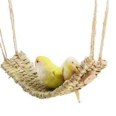 Imagem de Tapete de grama para pássaros, papagaio, rede tecida de grama natural, tapete de escalada, brinquedos de mastigar, acessórios para gaiola de pombo, calopsita, conure, periquito, cacatua, rato, hamster