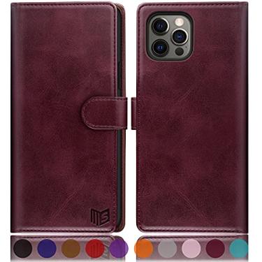 Imagem de SUANPOT Capa carteira para iPhone 13 Pro Max 6,7 5G com bloqueio de RFID, porta-cartão de crédito, capa de telefone de couro PU flip book capa à prova de choque celular mulheres homens para Apple 13