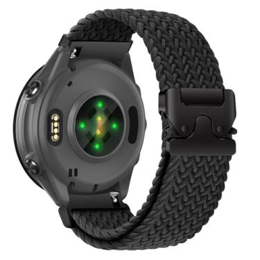 Imagem de Pulseira de relógio trançada de nylon para Garmin Forerunner 570 de 47 mm/Forerunner 265/255, pulseira de fivela segura estilo paraquedas de 22 mm para Garmin Venu 3 de 45 mm/Venu 2/Vivoactive 4
