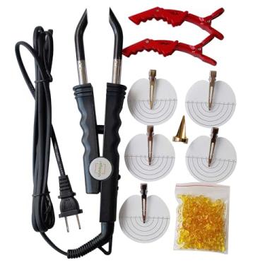 Imagem de Ushtiger Ferramentas de extensão de cabelo de queratina, ferramenta de calor para extensão de cabelo, conjunto de máquina de colagem de fusão, conector de ferro térmico, varinha, pistola de