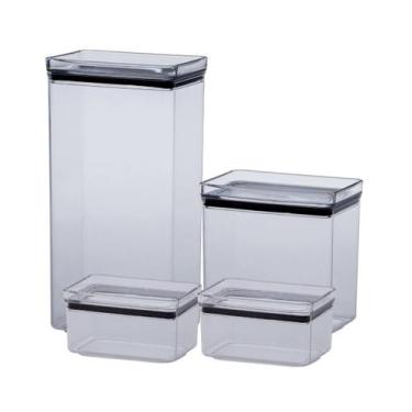 Imagem de Conjunto 4 Peças Potes Multiuso Organizador Cozinha Empilhável Herméti