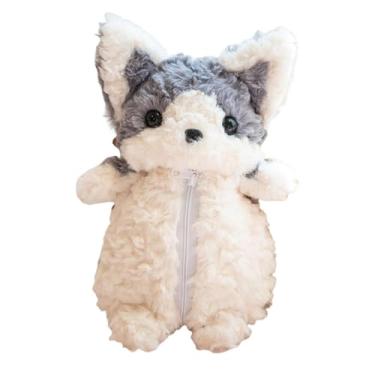 Imagem de YWJLQH Estojo de pelúcia, bolsa para lápis, artigos de papelaria, bolsa leve para bicho de pelúcia, de maquiagem para crianças, meninos e meninas, Cinza