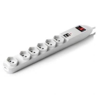 Imagem de Filtro De Linha Com 6 Tomadas E 2 Usb 3 Pinos Com 1,5 Metros - Multila