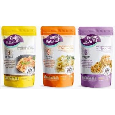 Imagem de Kit 03 Konjac Massas Tipo Cabelo de Anjo,Fettuccine e Noodles de 270g