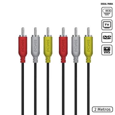Imagem de Cabo de Vídeo Composto 3 RCA Macho para 3 RCA Macho 28AWG Puro Cobre 2