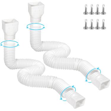 Imagem de plusgutter Extensores de calha de calha de 3,5 m flexíveis, extensor de calha de drenagem, extensor de drenagem de bico para baixo, conector de calha, drenagem de água da chuva, extensível de 8 a 3,5