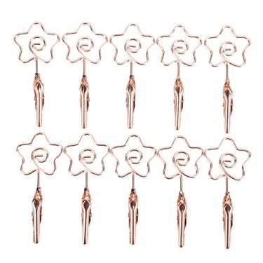 Imagem de Suporte de clipe de notas, 10 peças de clipes de cartão de nome de metal de cabeça dupla clipe forte artesanato porta-cartão para cartão de bricolage fotos notas e obras de arte (ouro rosa)