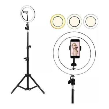 Imagem de Ring Light Led Iluminador Portátil 26cm com Tripé 2m t - sem