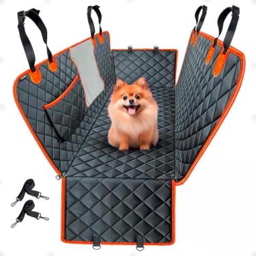 Imagem de Capa Protetora Pet Para Carro Impermeável, Antiderrapante, Resistente ao Desgaste, Grande Capacidade 4 em 1 capa de Banco Traseiro de Carro para Cachorro e Gato (Laranja)