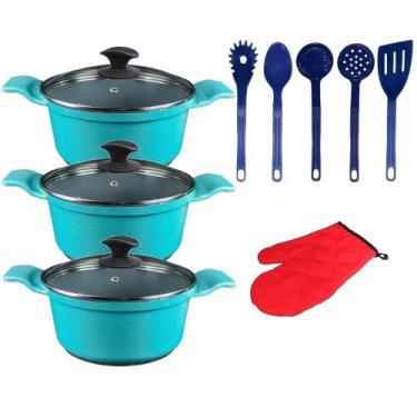 Imagem de Jogo Panelas Azul Cerâmica Talher Azul Javali Aal 26 A 30