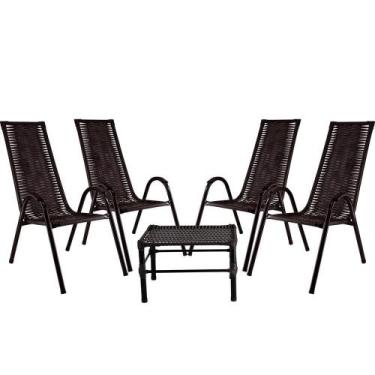 Imagem de Jogo Com 4 Cadeiras E Mesa De Centro Canadá Cor Tabaco - PANERO MÓVEIS