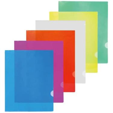 Imagem de ATB-Foger Pastas de plástico transparente A4, 24 peças, 6 cores (transparente, vermelho, roxo, verde, amarelo, azul) Protetores de arquivo de material PP para documentos escolares de escritório