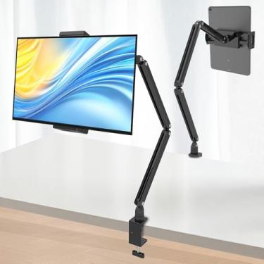 Imagem de Suporte de tablet para iPad, suporte de tablet ajustável em vários ângulos de alumínio, base de metal resistente para mesa, compatível com iPad Pro de 5,1 a 13 polegadas, Surface, Kindle, tablets