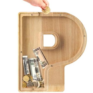 Imagem de Bemaystar Cofrinho de 23 cm para crianças: cofrinho com letras para meninos e meninas, cofrinho de letras infantis para presentes de aniversário de Natal (P)