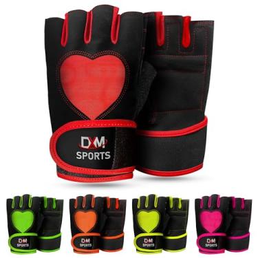 Imagem de DXM SPORTS Luvas de treino para mulheres com suporte de pulso – halterofilismo, treinamento, ciclismo, academia (vermelha, pequena)
